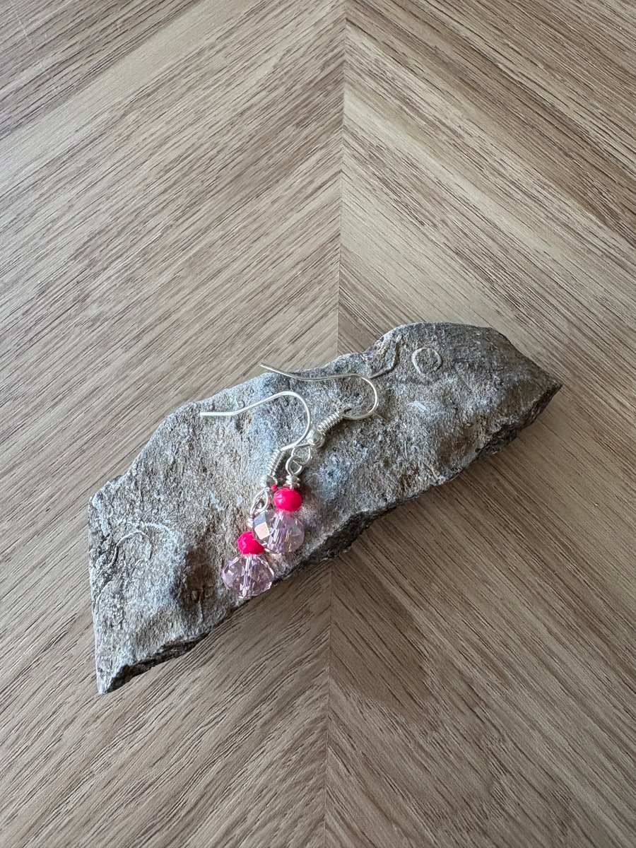Beaded pink earrings