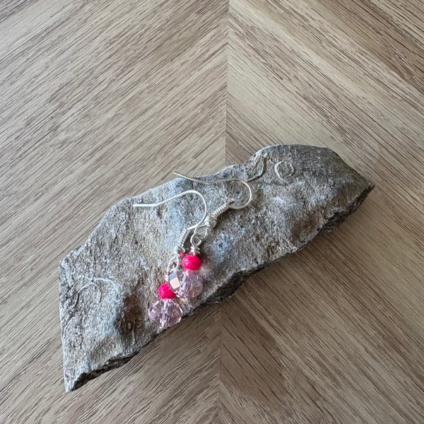 Beaded pink earrings