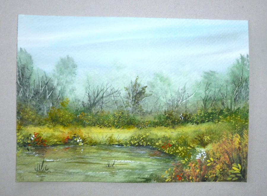 original art hand painted watercolour country landscape ( ref FA 463 G4 )