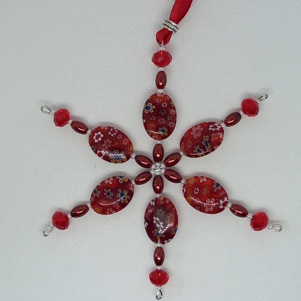 Red Snowflake Hanging Decoration