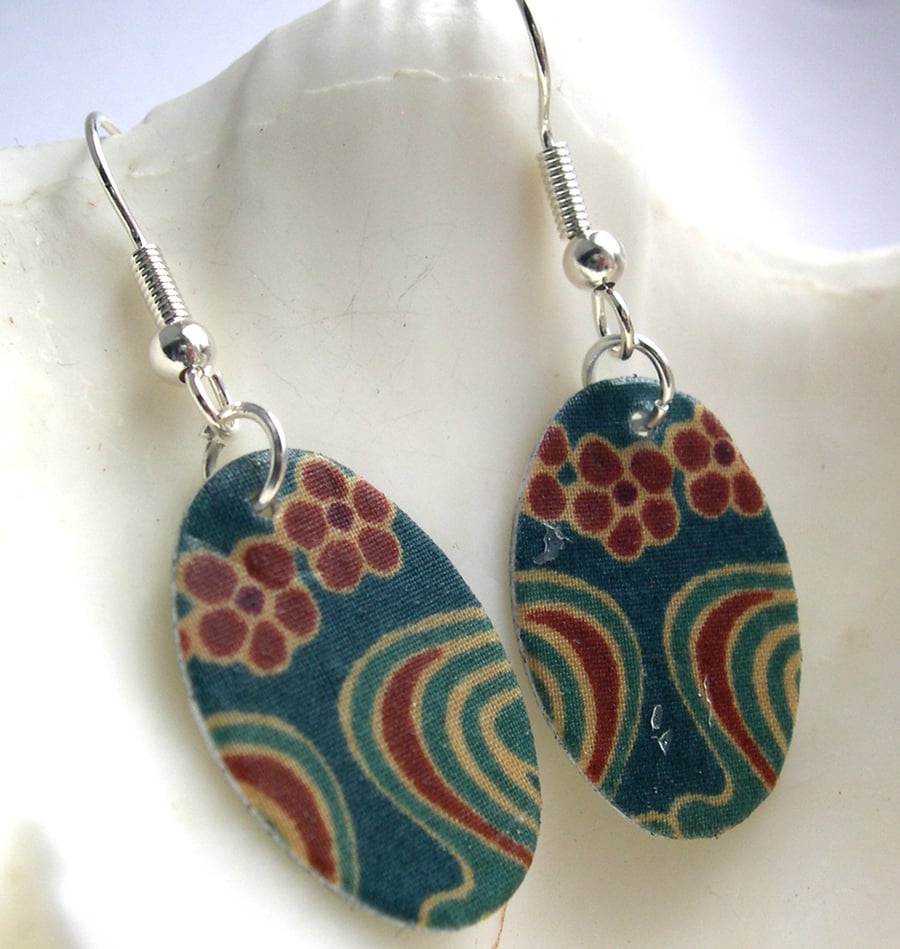 Hardened Ditsy Liberty Print Oval Earrings