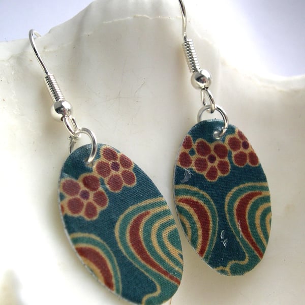 Hardened Ditsy Liberty Print Oval Earrings