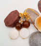 Golden Brown Fluorite and White Mother of Pearl Earrings, Gift for Her, Earrings - Image 3