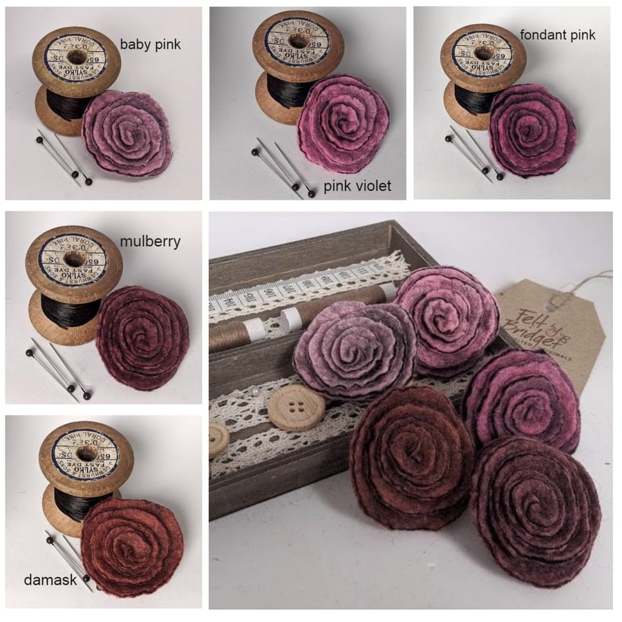 Art deco inspired rose brooch - the dusky pink selection