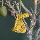 Hand Illustrated Easter Spring Bunny Rabbit Tin Hanging Decoration 