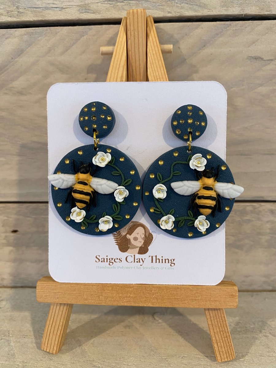 Bumble Bee Handmade Earrings 