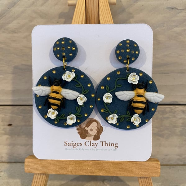 Bumble Bee Handmade Earrings 