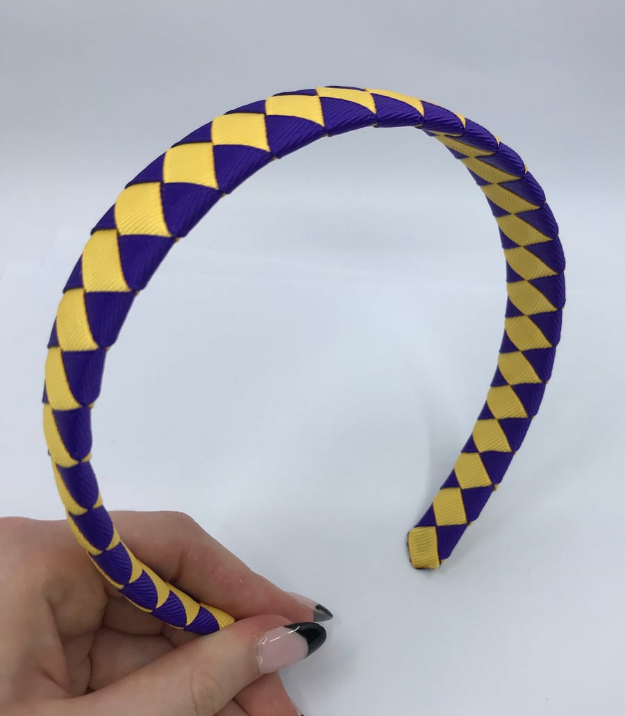 Purple and Yellow Gold Diamond Pleated Hairband