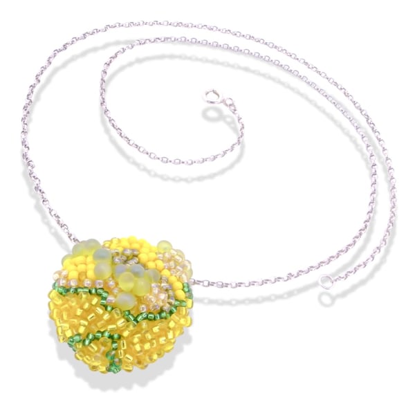 Yellow Beaded Pendant necklace