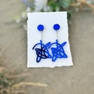 Mirror Blue Iconic Squiggle Statement Earrings 