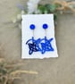 Mirror Blue Iconic Squiggle Statement Earrings 