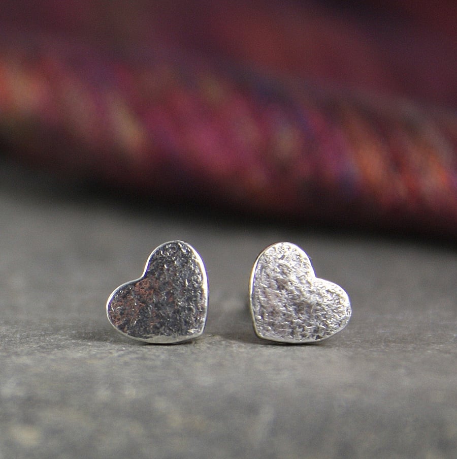 Tiny Silver Heart Studs