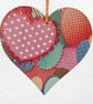 Decoupaged Wooden Hanging Heart 15cm (6"): Patchwork Hearts design - Image 1