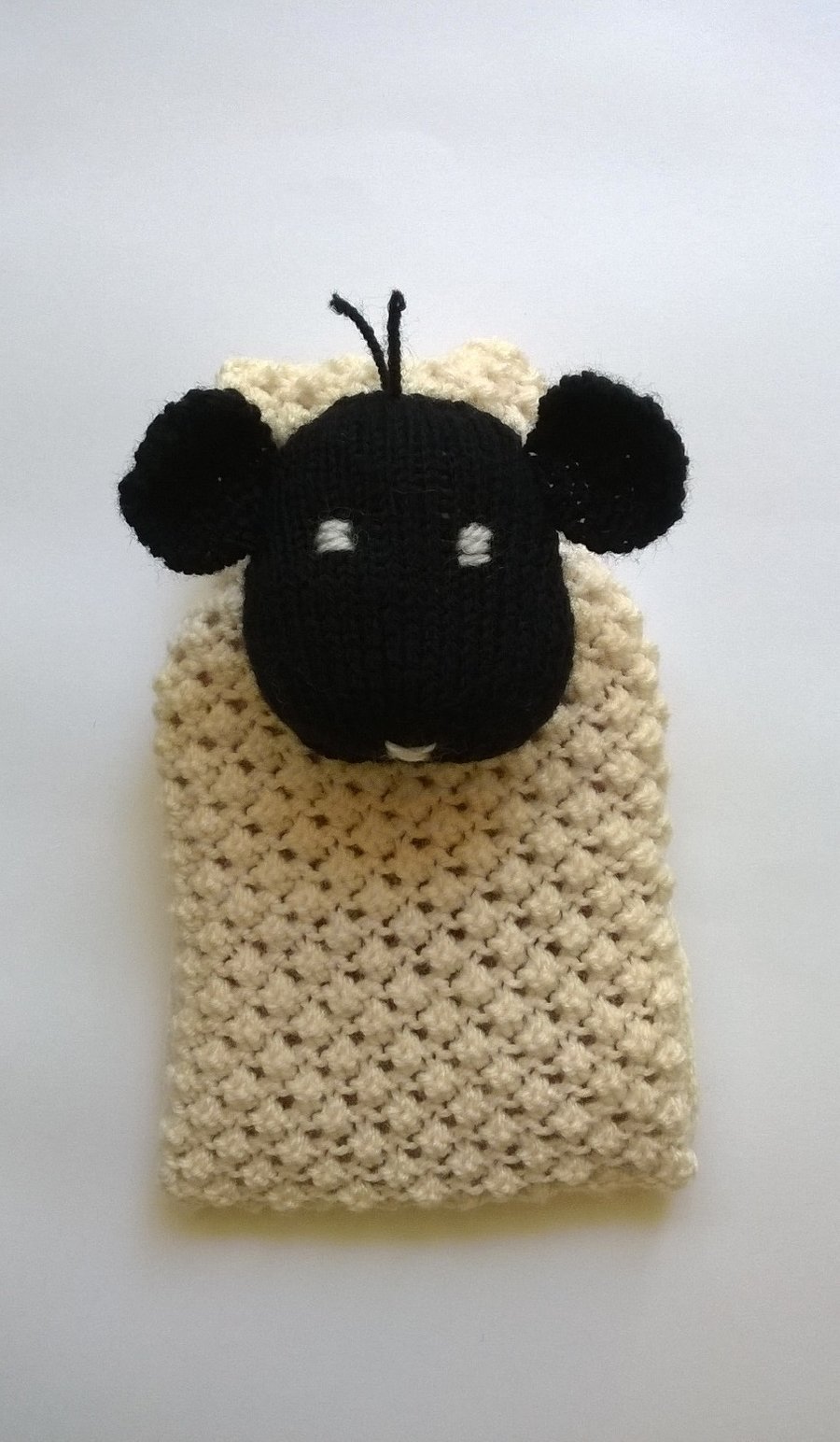 Hand knitted sheep Hot Water Bottle Cover