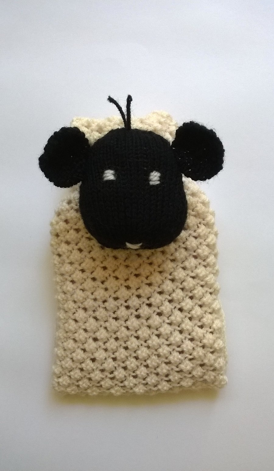 Hand knitted sheep Hot Water Bottle Cover