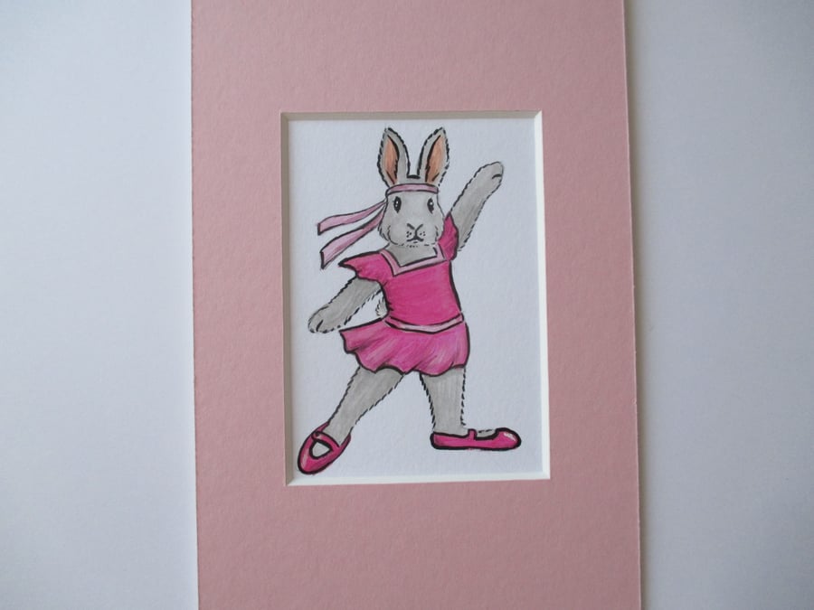 ACEO Bunny Rabbit Charleston Dancer Miniature Original Painting Picture
