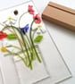 Poppy and Daisy floral illuminated panel, fused glass art, gift for home.  - Image 2