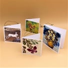 Pack of 4 Blank Gift Tags, a Butterfly, Squirrel, hare, and colourful flowers 