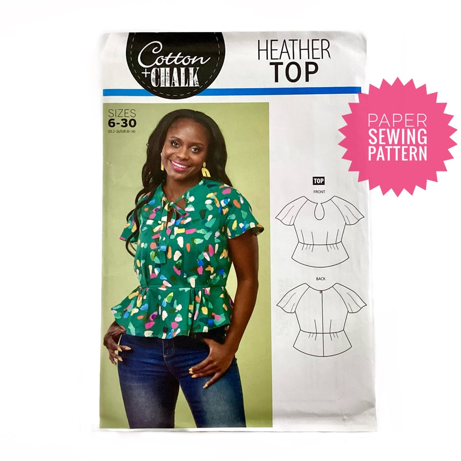 Paper Sewing Pattern, Heather Top,  New and Unopened