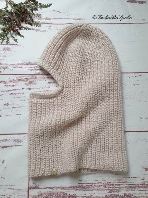 Luxurious knitted balaclava, Knit face cover, Ski mask, Winter knitted helmet 