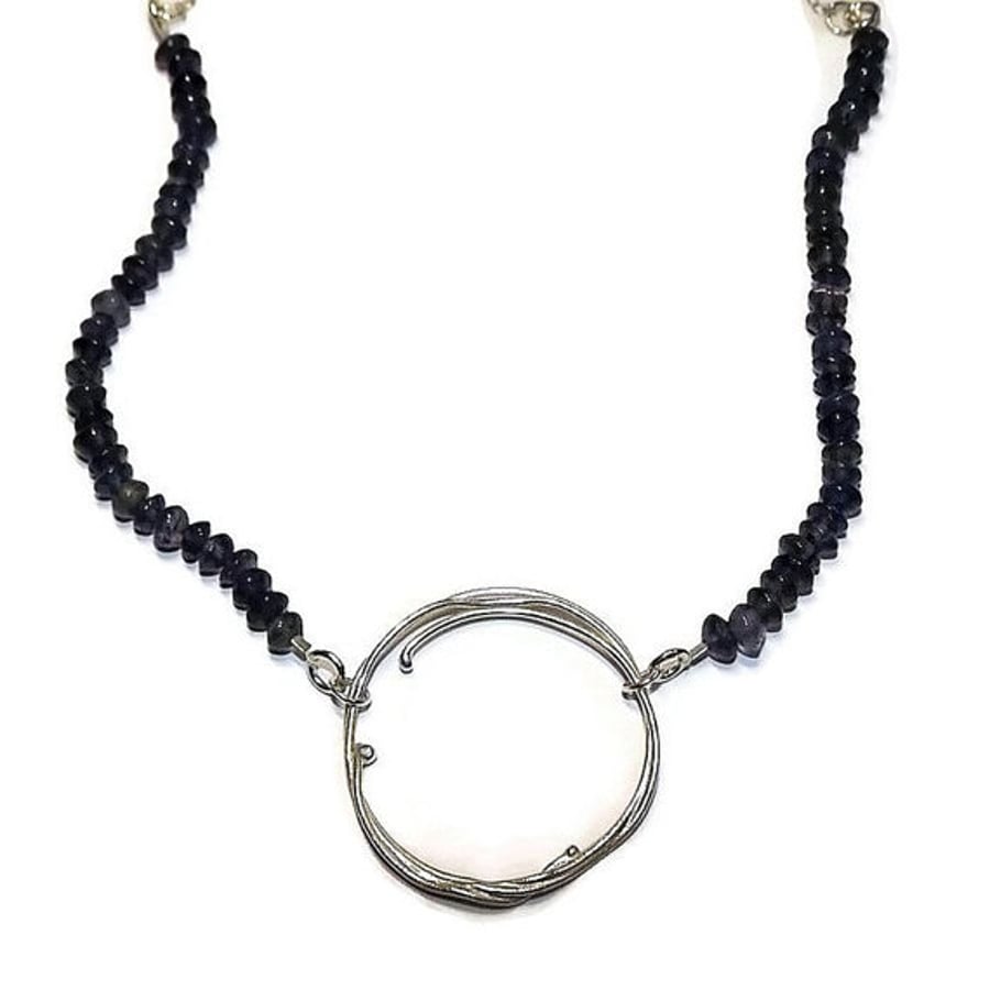 Iolite and sterling silver necklace