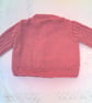 Baby's Hand Knitted Round Neck Cardigan with Lacy Set in Sleeves, Custom Make - Image 2