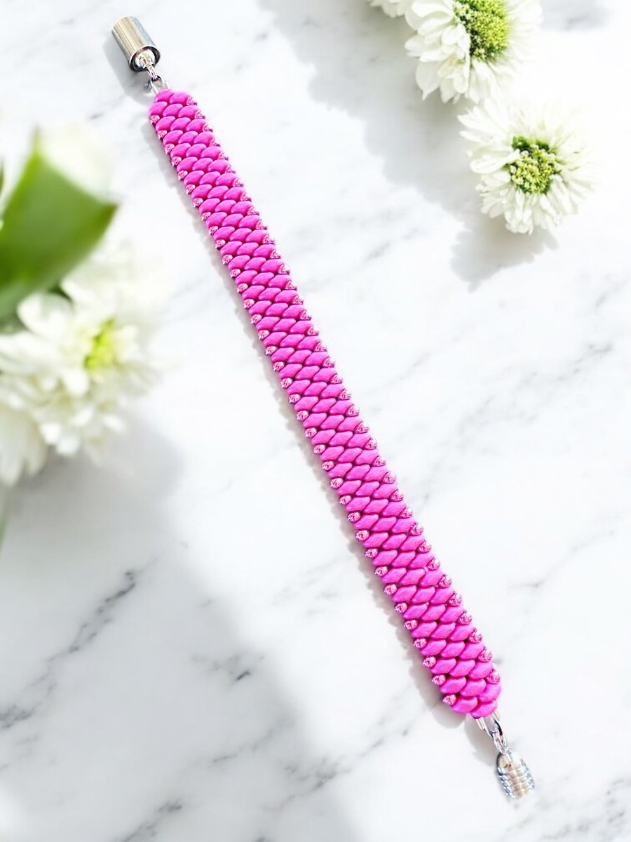 Slim SuperDuo Bracelet - Passion Pink