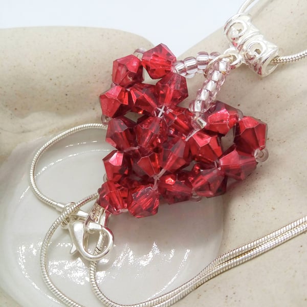 Personalised Birthstone Crystal Heart Pendant on a Sterling Silver Snake Chain