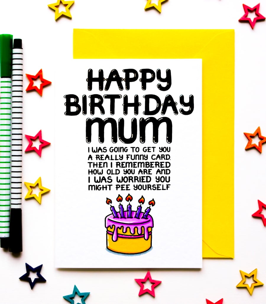 Funny Mum Birthday Card, Joke Card From Adult or Teenage Daughter or Son