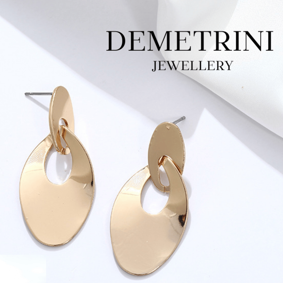 OVAL DROP EARRINGS GOLD TONE