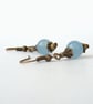 Blue jade bronze earrings, vintage style - Image 1