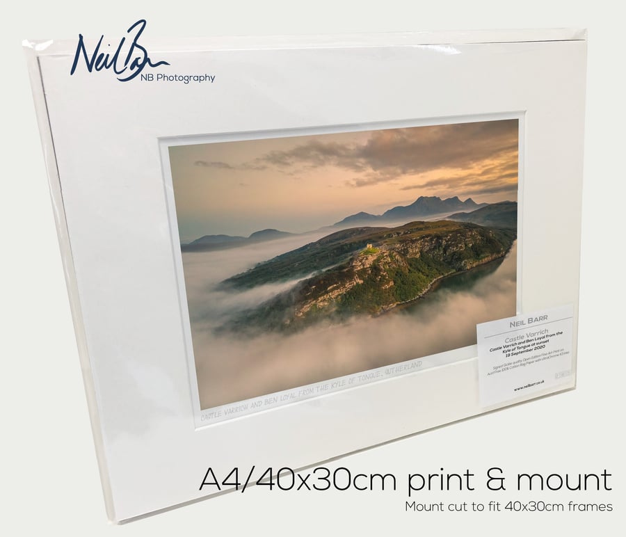 Ben Loyal, Castle Varrich & Kyle of Tongue - A4 (40x30cm) Unframed Print