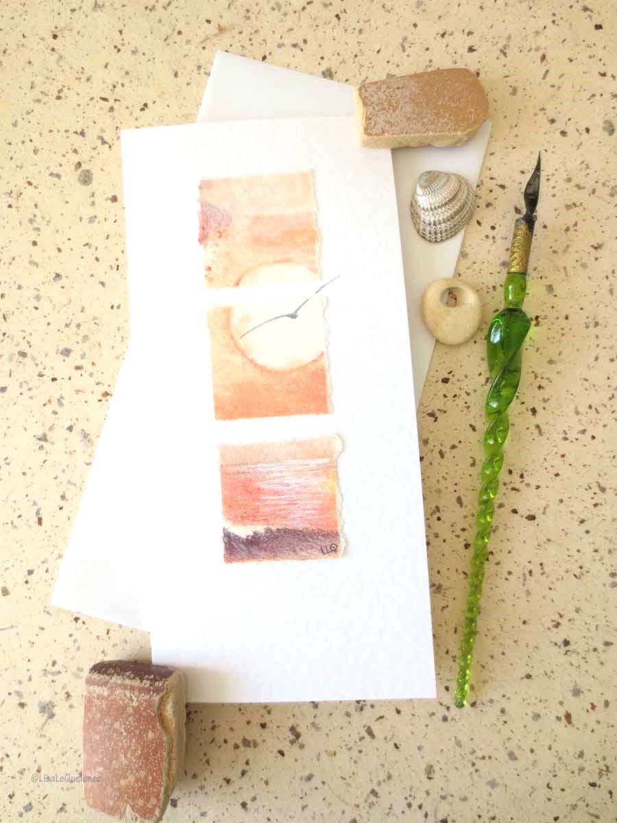 Hand painted and drawn blank art greeting card ooak design