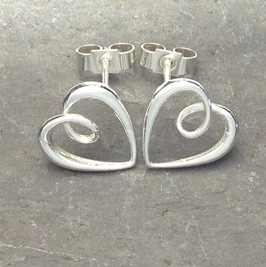 Silver heart studs , infinity hearts