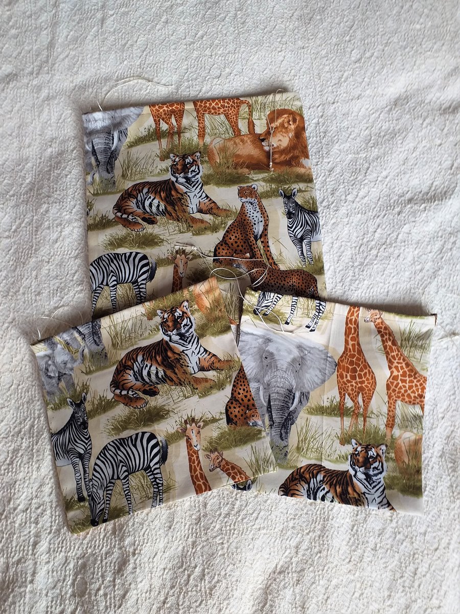 Pack of 3 Jungle Animal Drawstring Gift Bags
