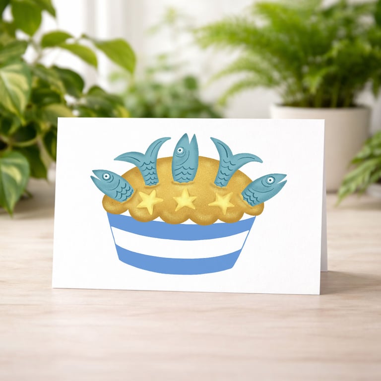 Stargazy Pie Greeting Card, Cornwall Greeting Card