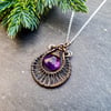 Amethyst and Antiqued Copper Wirework Pendant