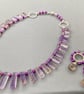 Elegant Ametrine & Purple Cultured Pearl Graduated Collar Necklace and Earrings - Image 1
