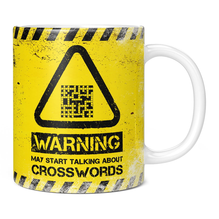 Warning May Start Talking About Crosswords 11oz Coffee Mug Cup - Perfect Birthda