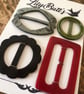 4 Vintage Buckles - Grey, Green, Black & Red - Image 2