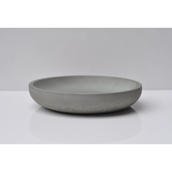 Medium Concrete Bowl - Handmade Heavy Shallow Key Dish