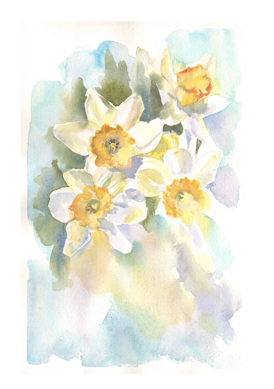 Flower Paintings, Art Gift, Original Watercolour, Daffodils, Daffodil Painting