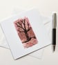 Tree silhouette upcycled embroidered card. Birthday card. Special card. 