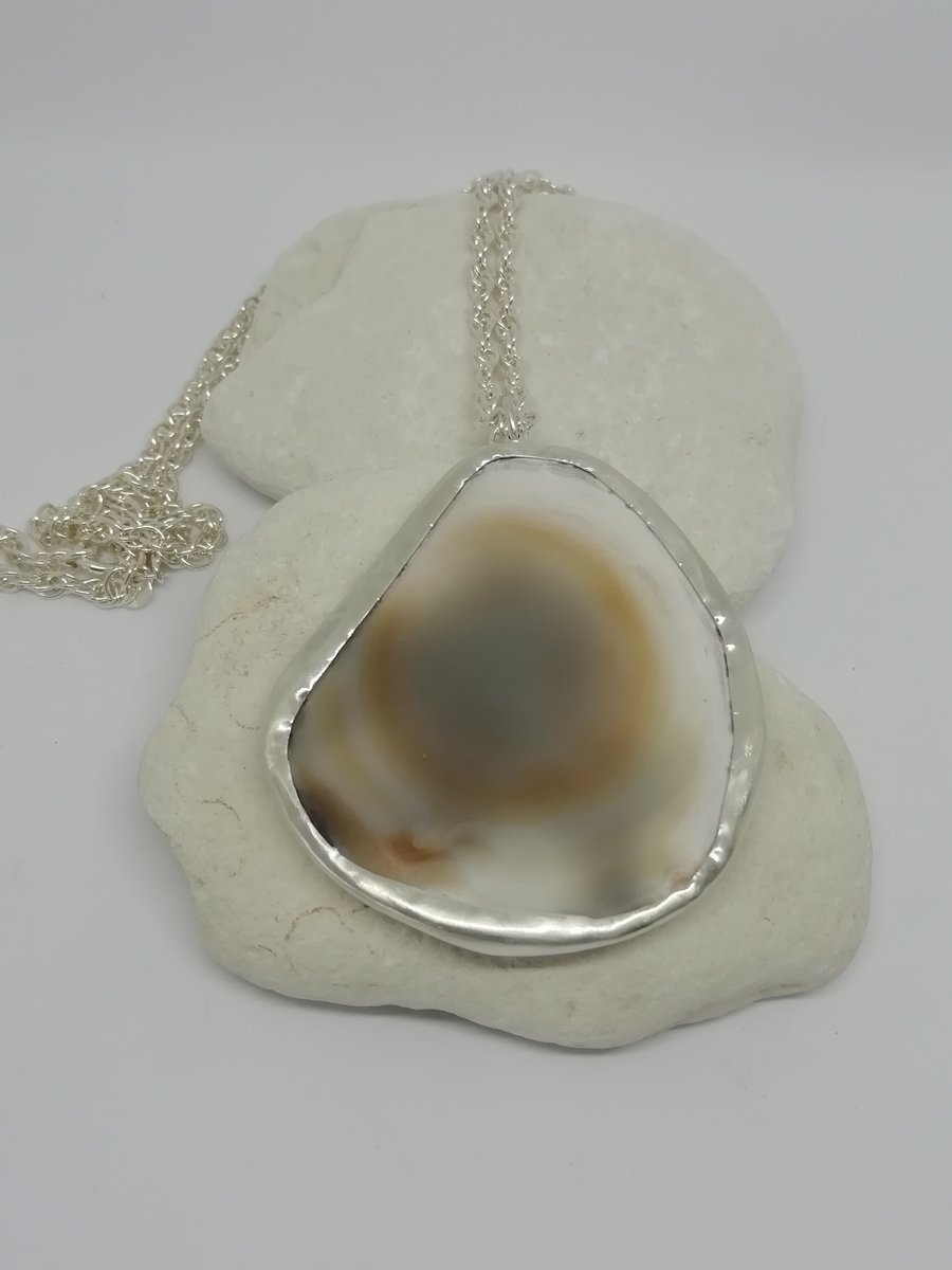 Agate and Silver Handmade Necklace