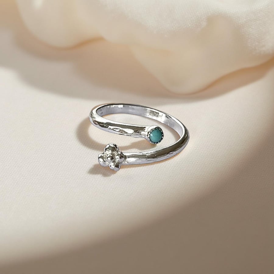 Dainty Turquoise Granulated Wrap Ring