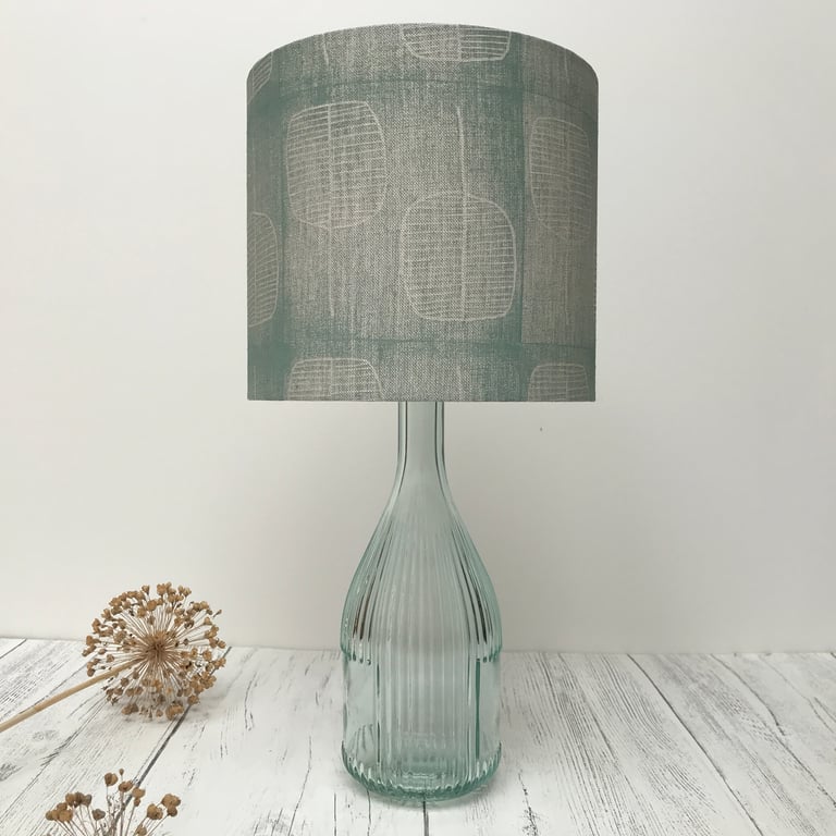 Hand Printed Linen Lampshade in Seafoam Green