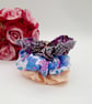 Bundle of 3 scrunchies,  peach, blue and purple.  