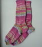 Hand-cranked Knitted Ribbed Wool Socks Size 4 to 5 mismatched - Image 2