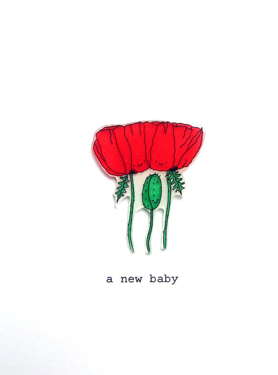 new baby card - poppy family