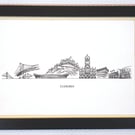 Edinburgh Cityscape Handmade Unique Framed A3 Print Vanilla Border Wallart Gift